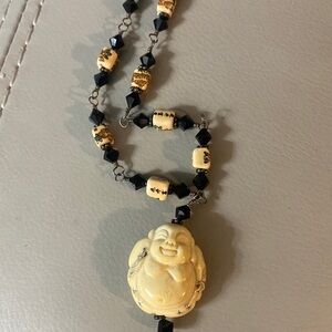 Buddah adorned beaded 21 inch necklace